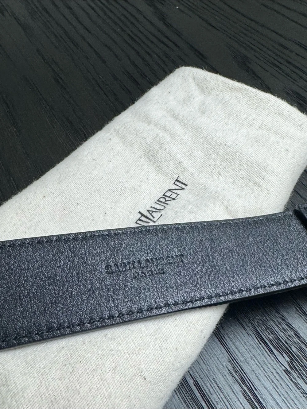 Saint Laurent YSL Cassandre Leather Belt Black 70/28